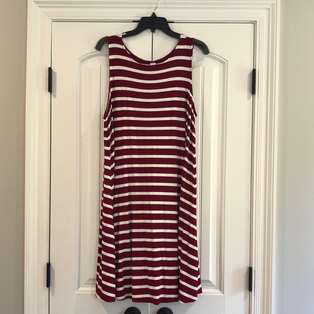 Maroon striped swing dress